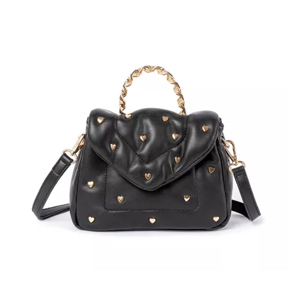 Skinnydip London Black Bag Heart Studded Top Handle‎ Crossbody REVIEW PHOTOS